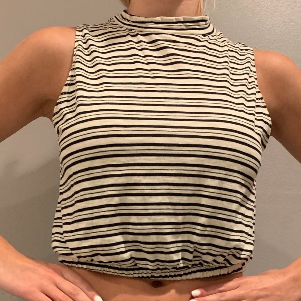 Black & White Cropped Striped Tank Top